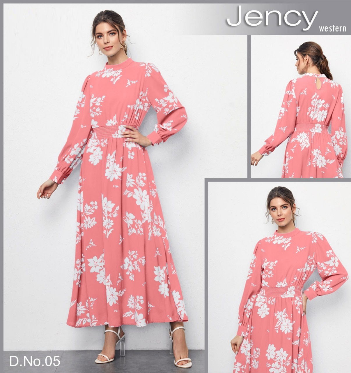 Jency Arya Elastic work Poly Rayon Ladies One Piece Western Wholesale Online